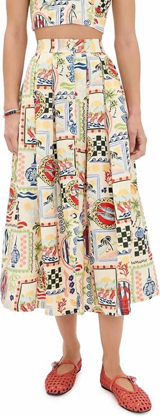 NEW HUNTER BELL eva midi skirt in coastal conversation